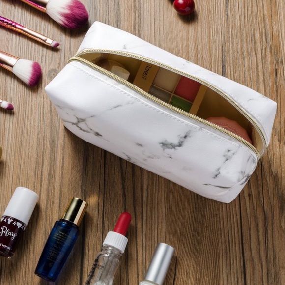 Handbags - White marble makeup case / pouch